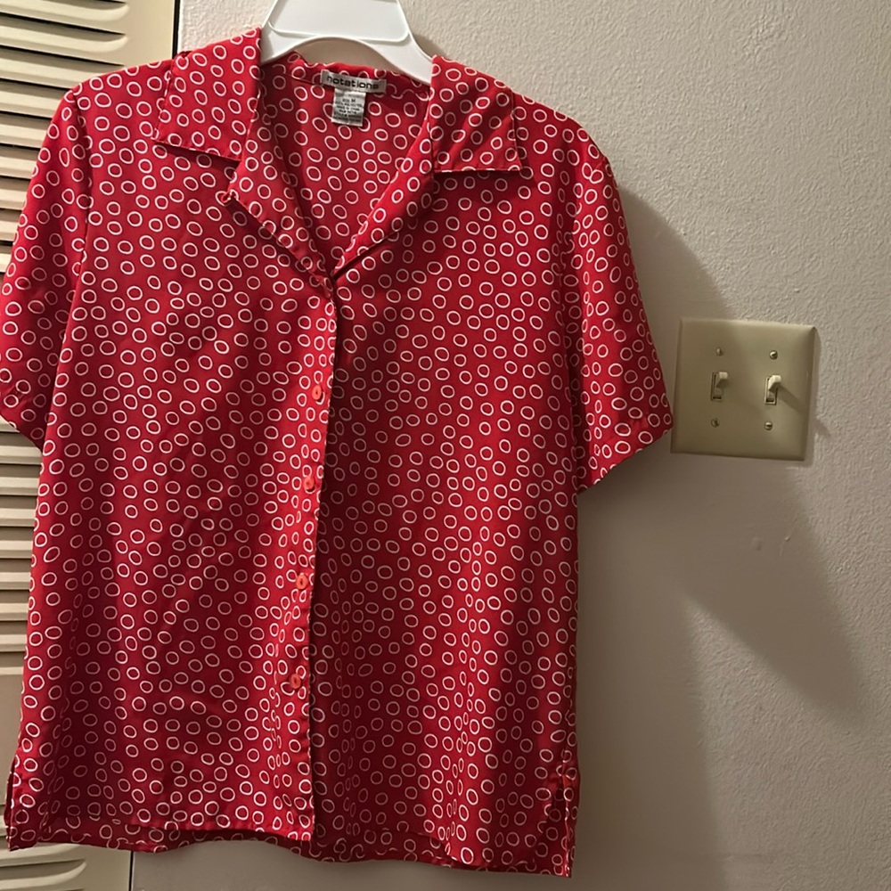 Notations button up dot blouse